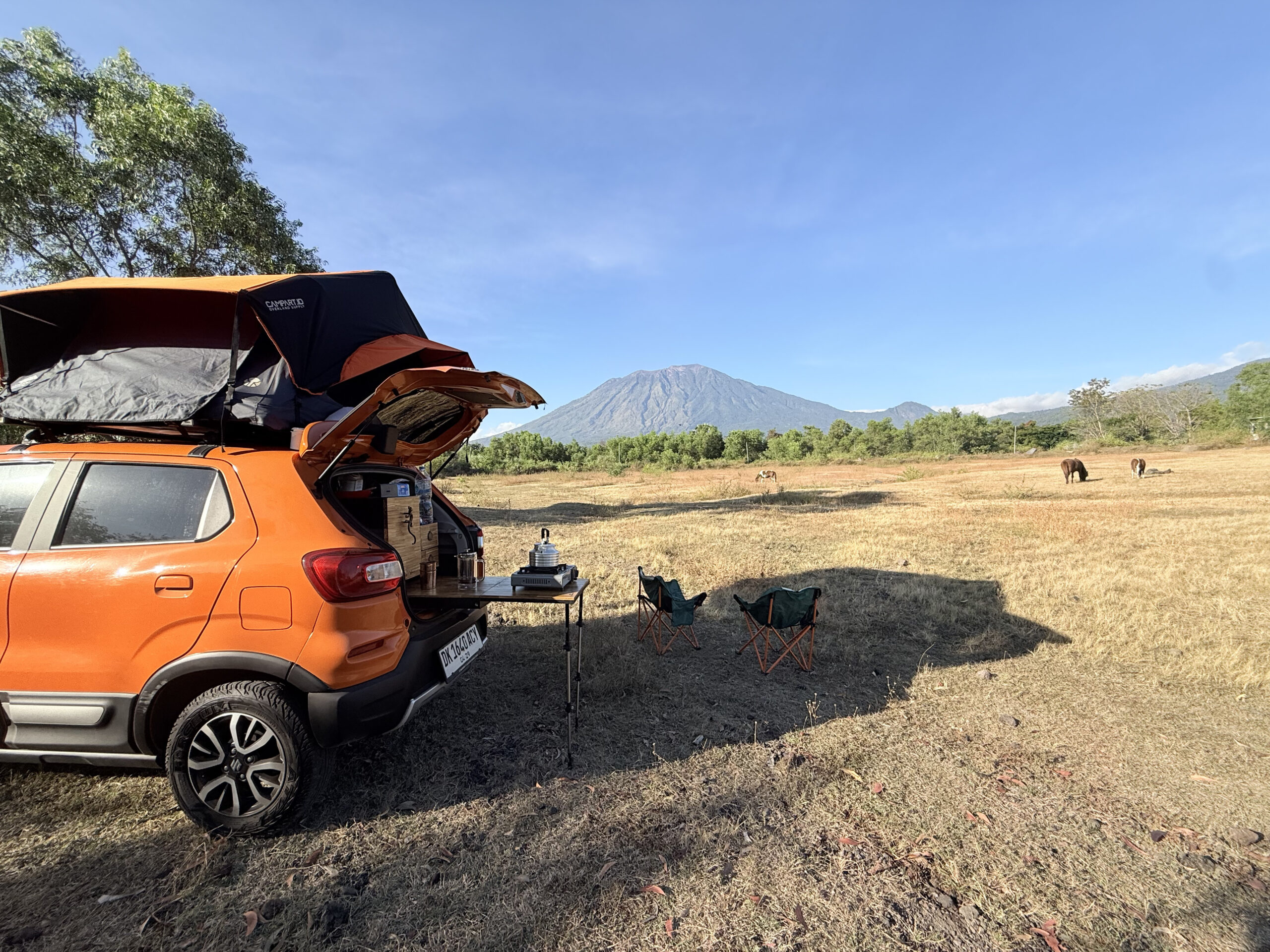Tailgate kitchen with mountain view